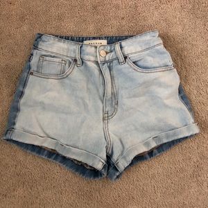 Two tone high waisted jean shorts/mom shorts